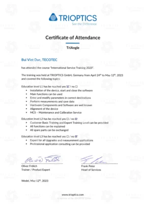 Chứng nhận Trioptics 4