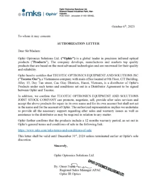 Authorization letter Ophir Tecotec final